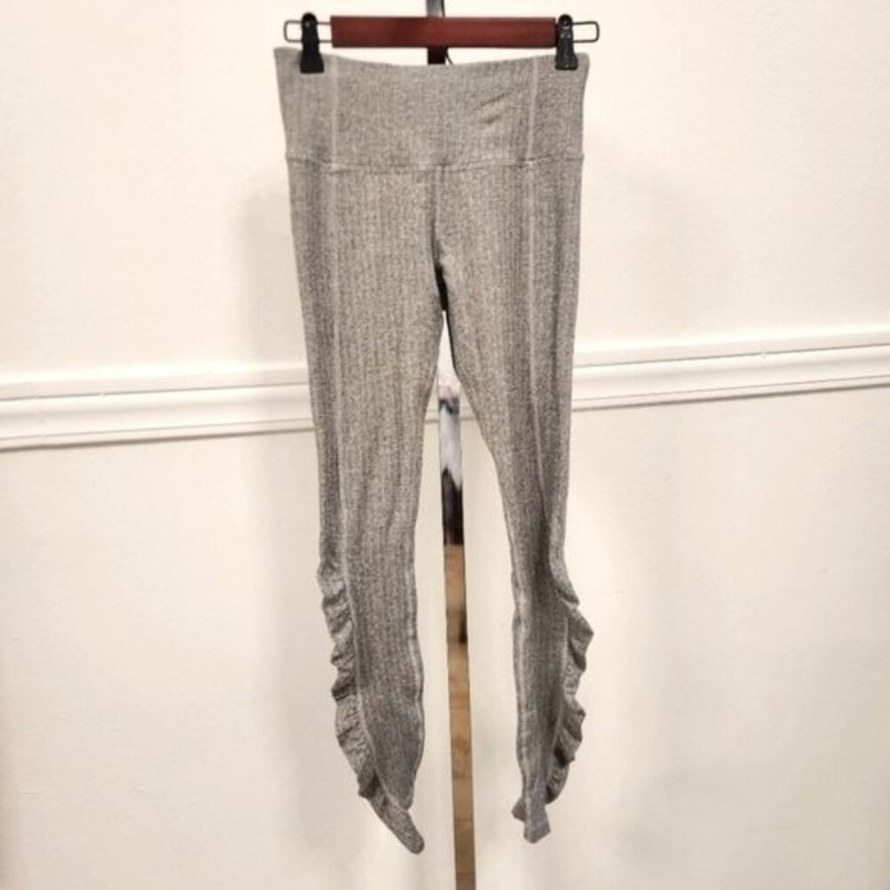 Lululemon Sz 4 Turn Around Tight Leggings Heathered Black White Ruched